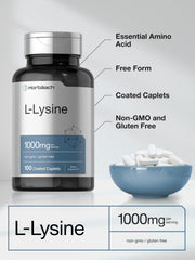 Horbäach L-Lysine coated caplets close-up for easy swallowing.