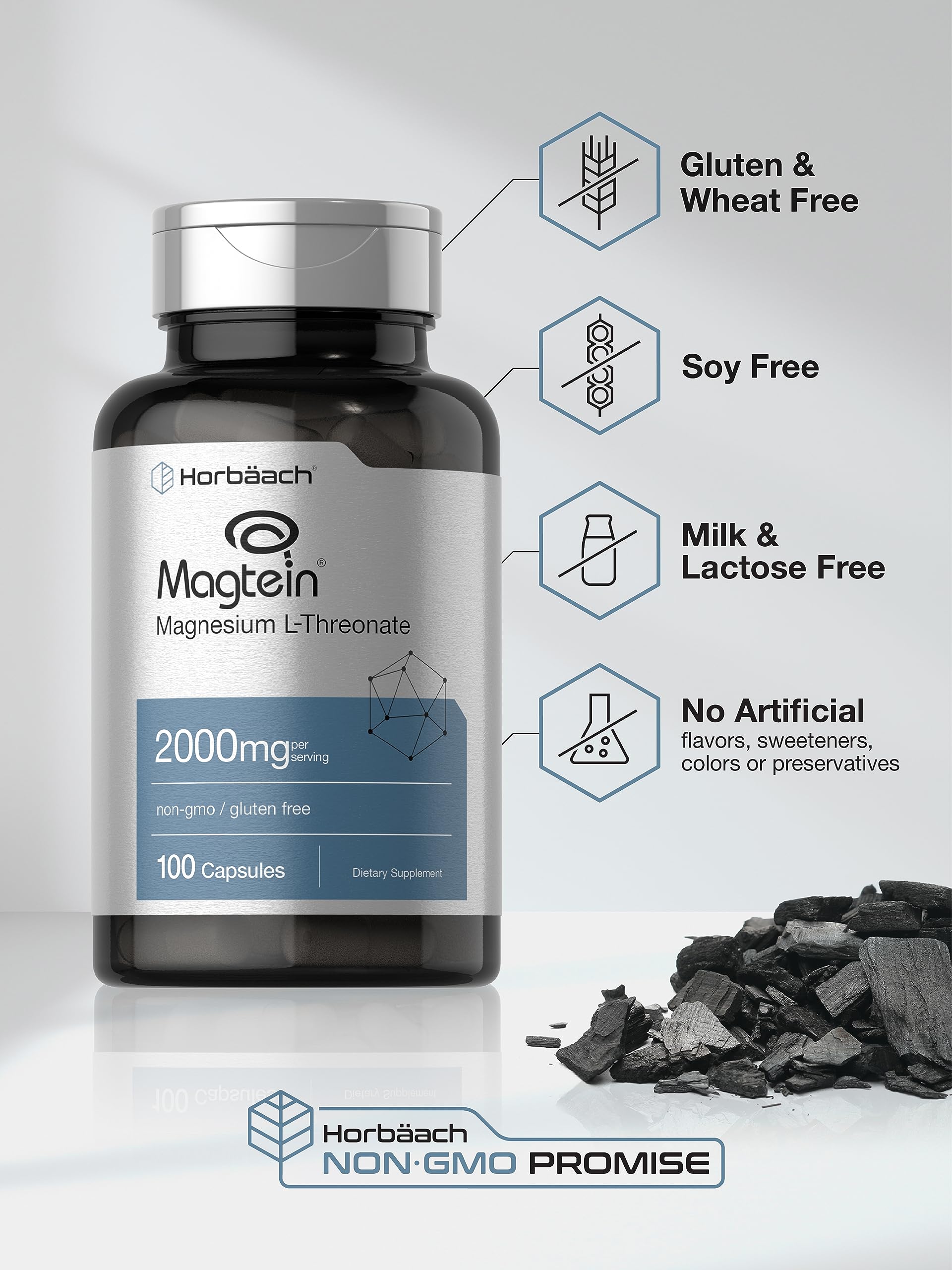 Horbäach Magtein box front emphasizing non-GMO and gluten-free care