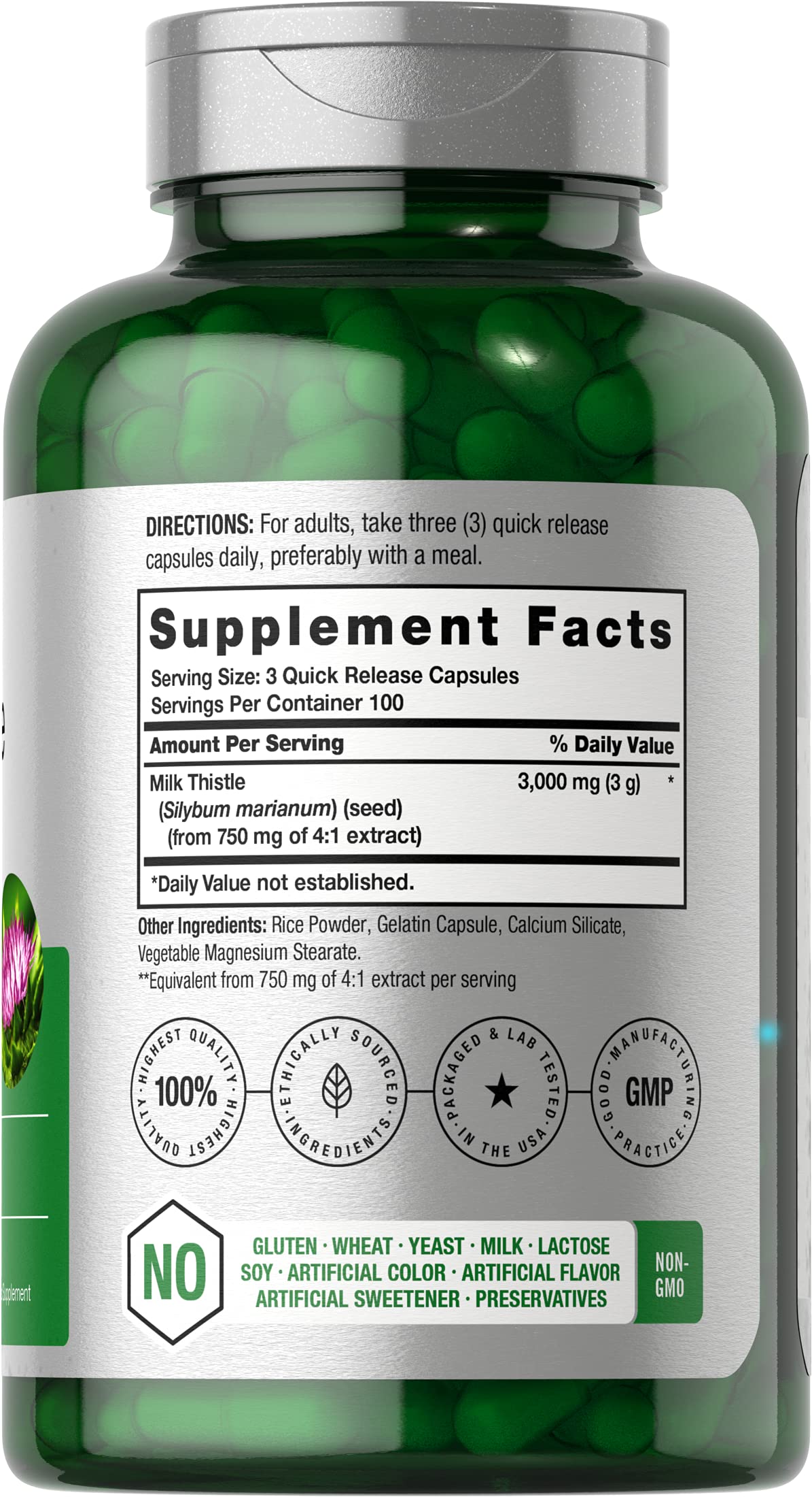 Horbäach Milk Thistle capsules closeup for easy intake