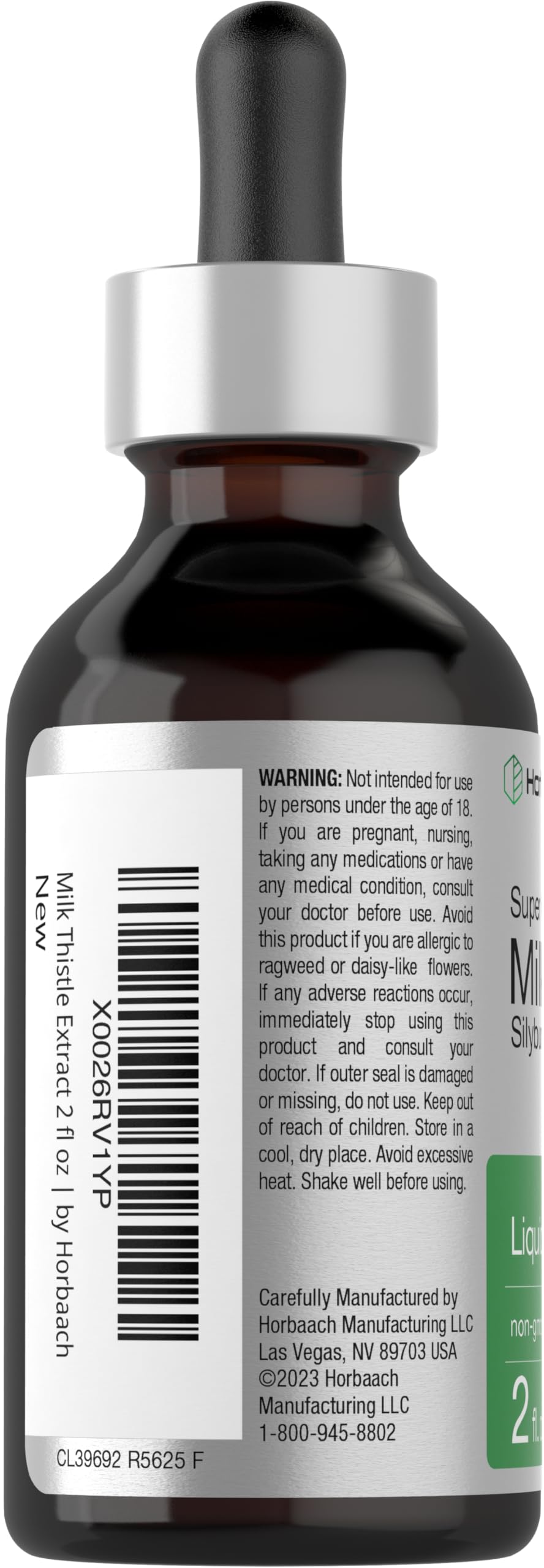 Horbaach Milk Thistle Liquid packaging shows purity and lab-tested quality.