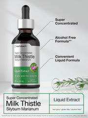 Horbaach Milk Thistle Liquid ingredients label highlights Non-GMO and gluten-free attributes.