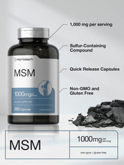 Horbäach MSM bottle close-up with capsules visible for easy daily intake