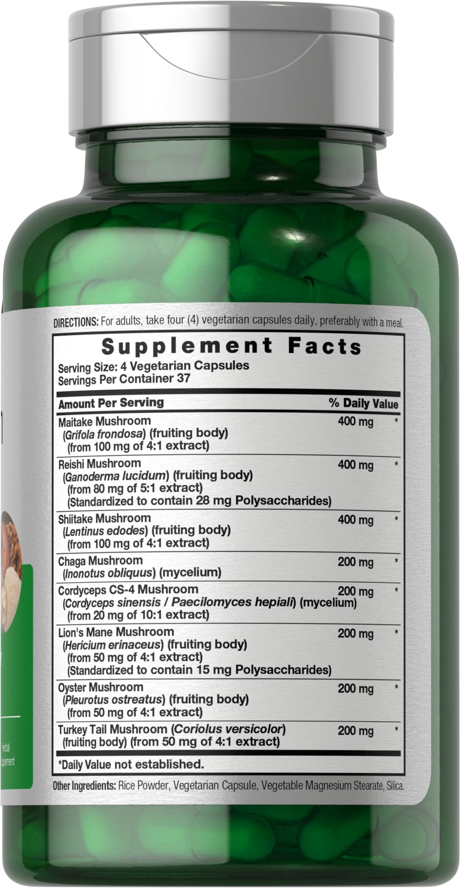 Horbäach Mushroom Complex bottle pour shows easy daily capsule intake