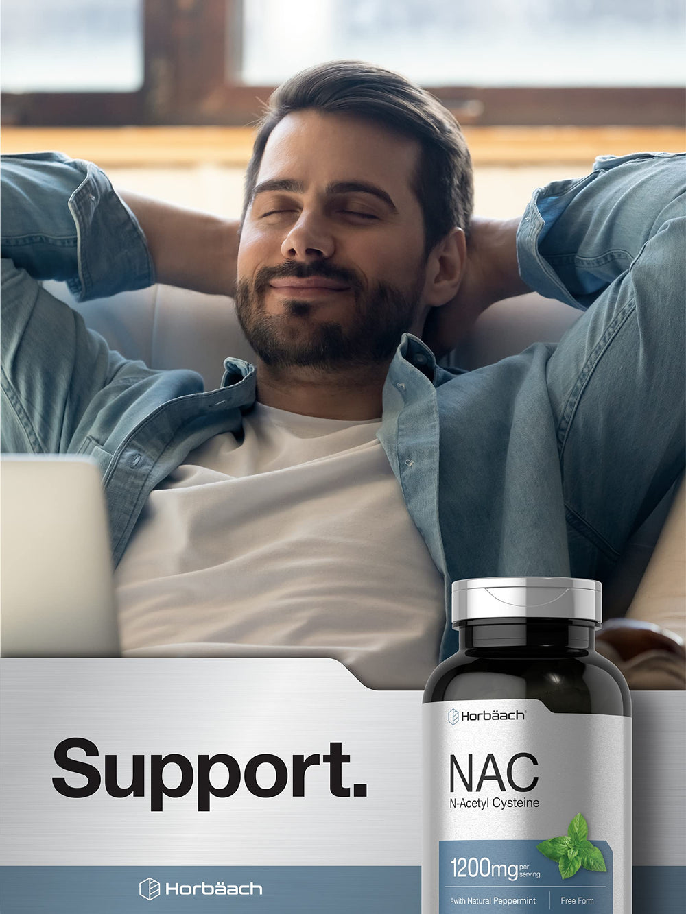 HorbAach NAC label closeup highlighting gluten-free and non-GMO attributes