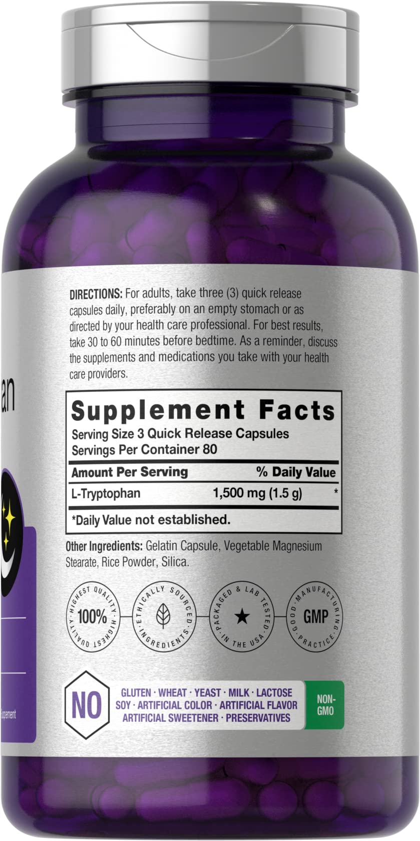 Horbäach nighttime formula packaging shows gluten-free and non-GMO labeling.