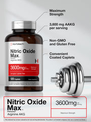 Horbäach Nitric Oxide Max ingredients panel noting non-GMO and gluten-free