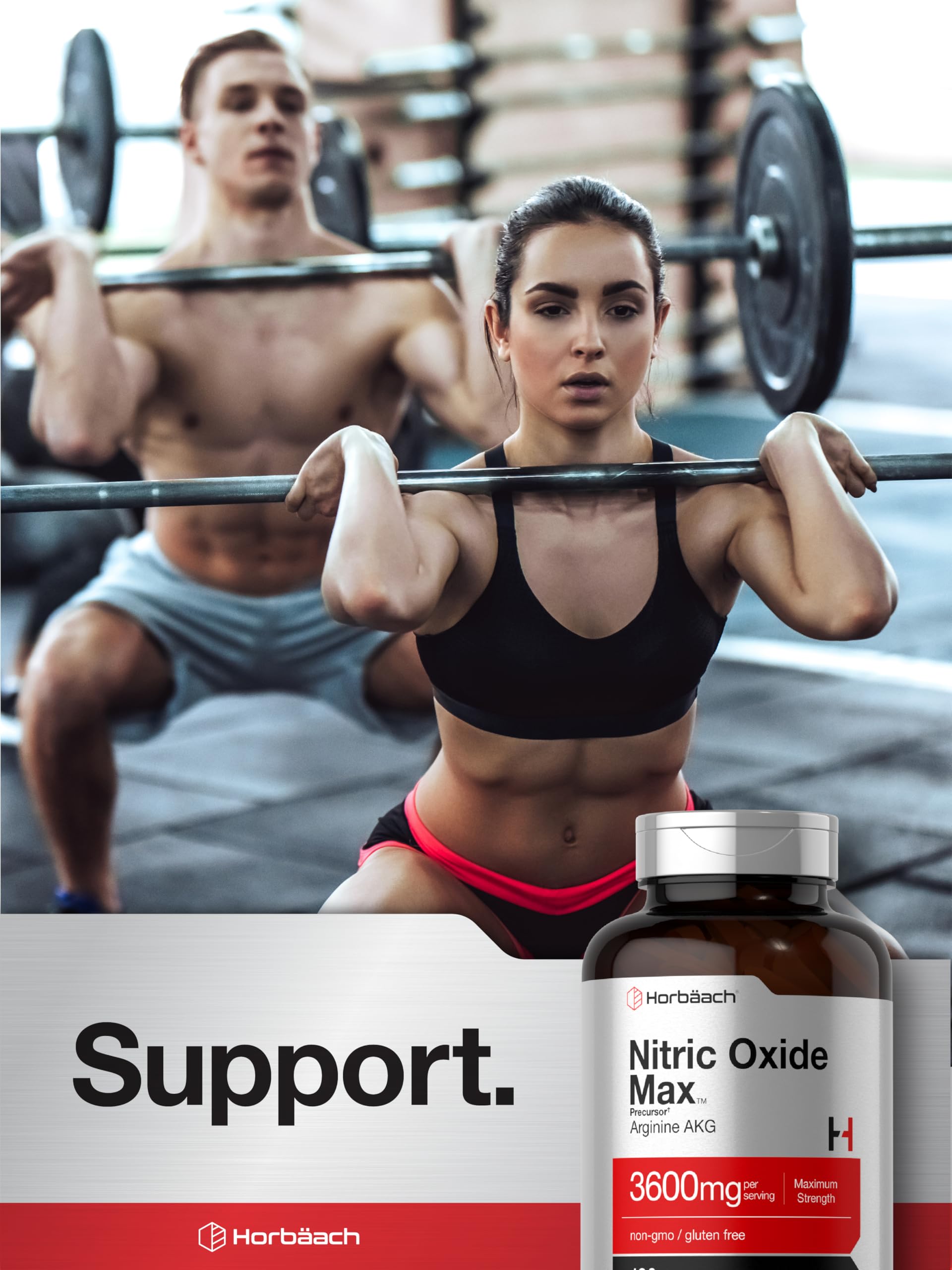 Horbäach Nitric Oxide Max packaging carton and bottle on shelf