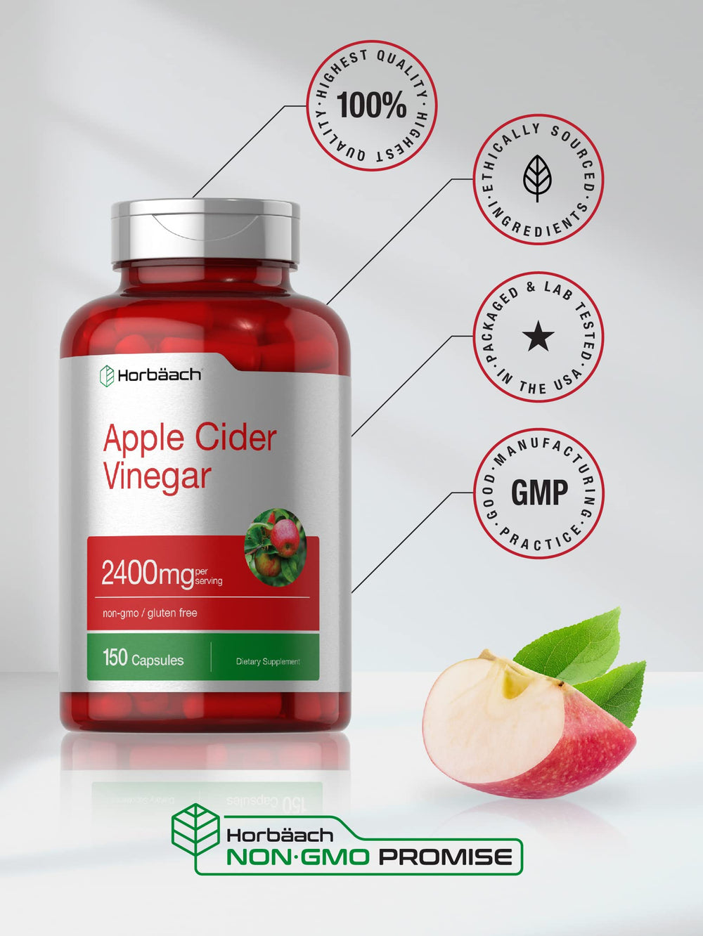 Horbäach open bottle with capsules spilling to show quantity and portability benefit