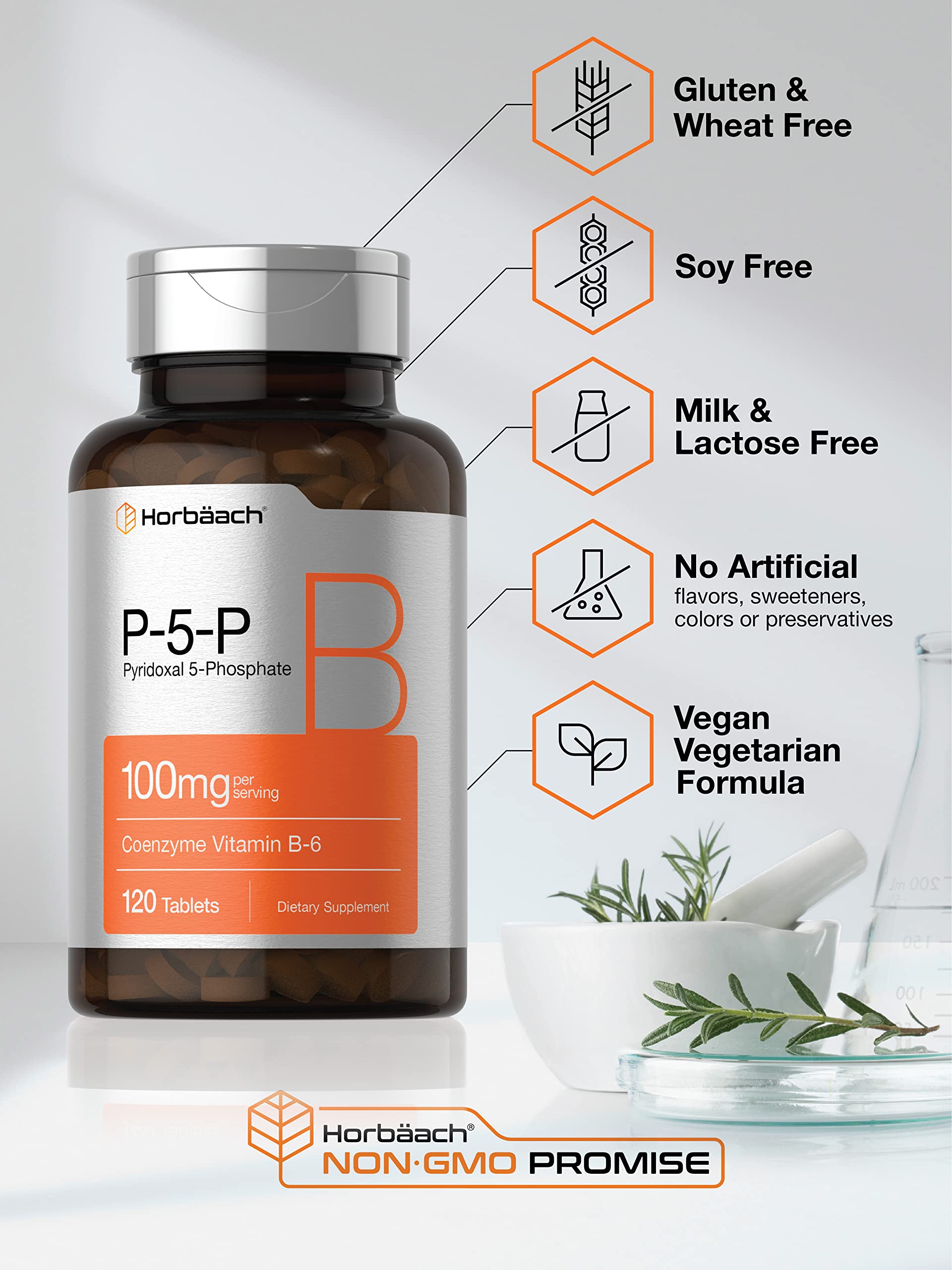 Horbäach P5P gluten-free packaging, showcasing product purity.
