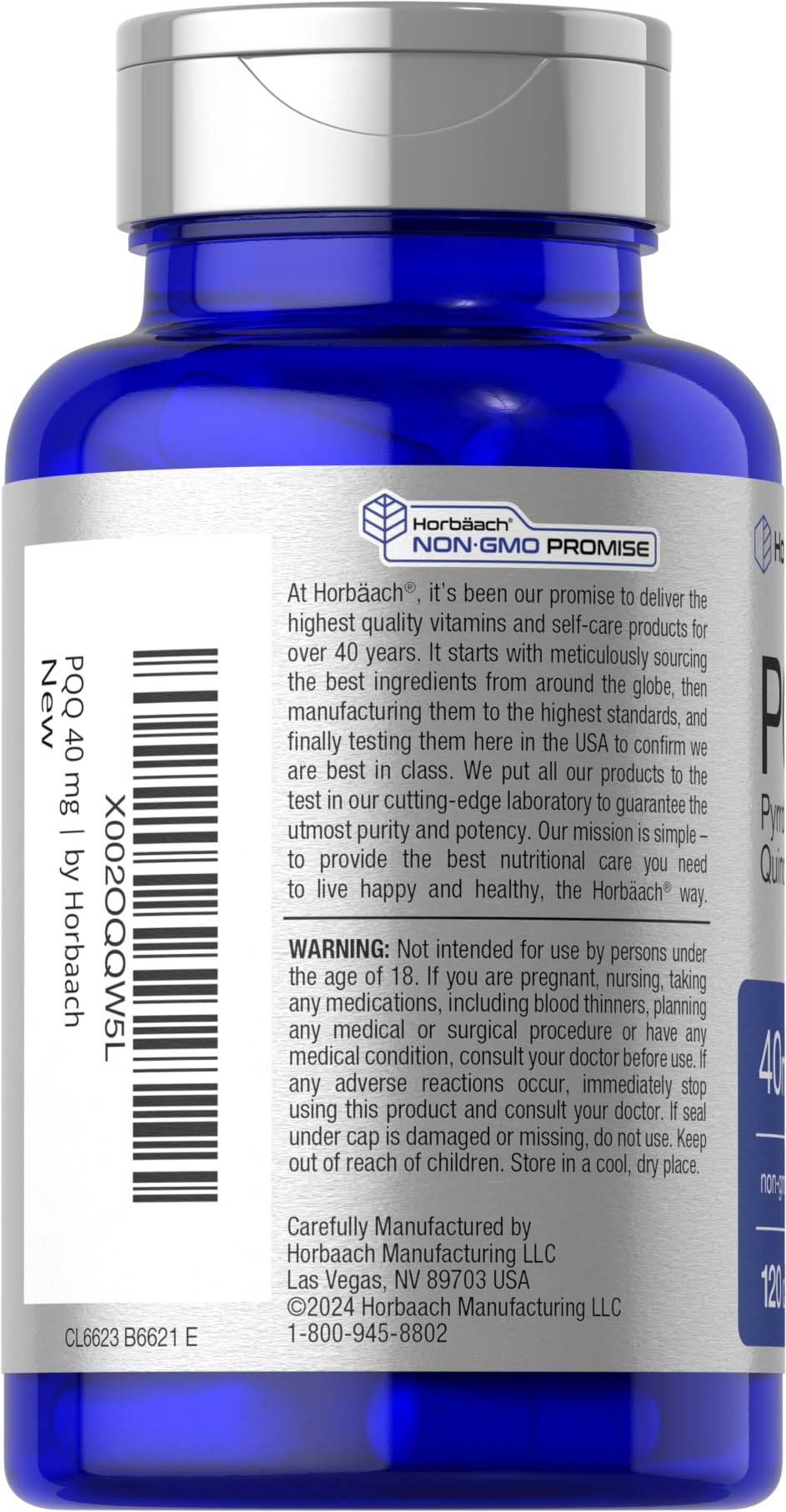 Horbäach PQQ disodium salt capsules, easy to swallow