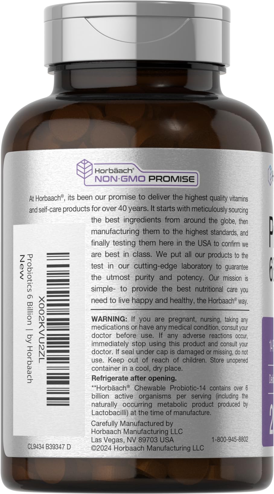 Horbäach Probiotics 14 strains chart illustrating diverse probiotic options.