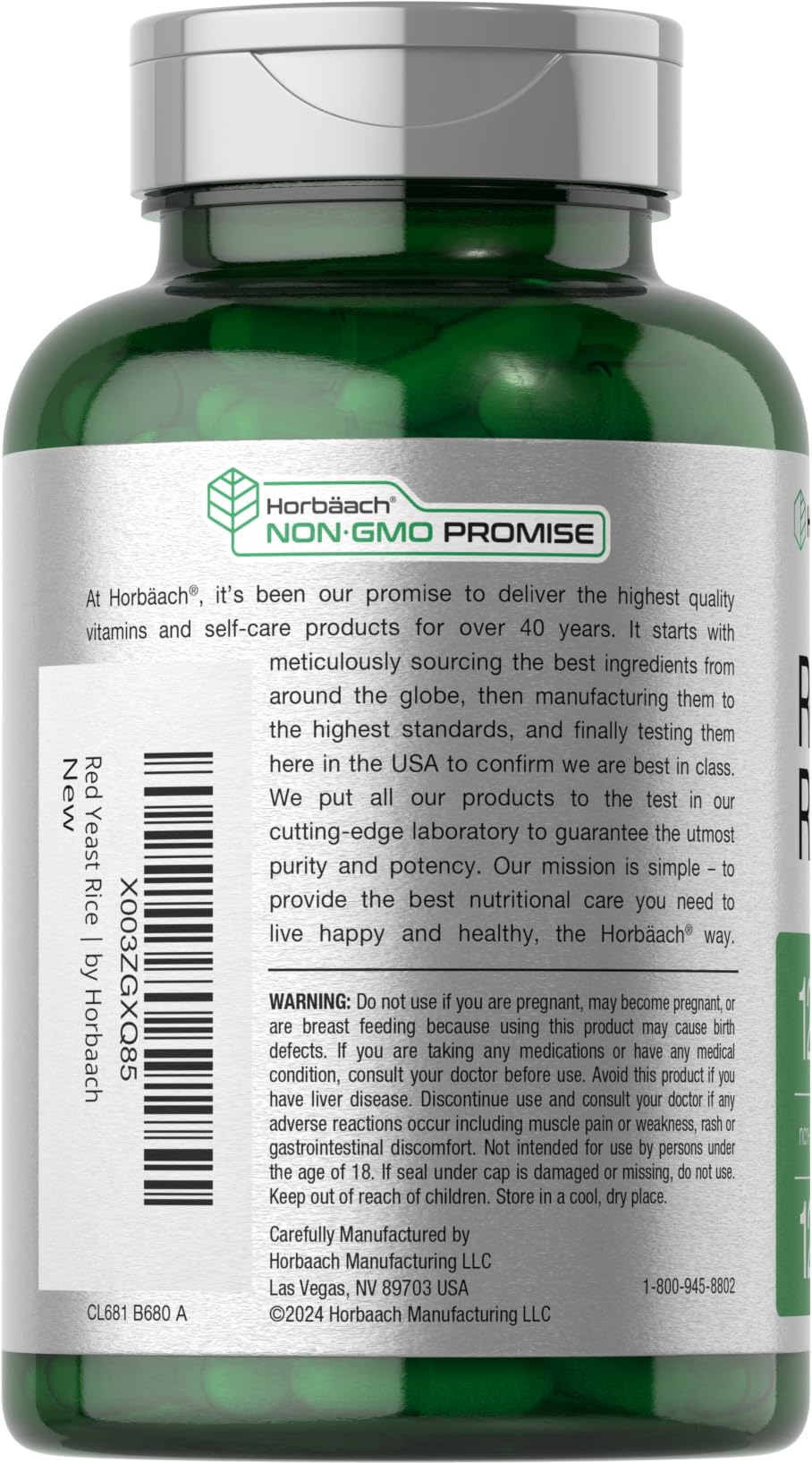 Ingredient label highlights gluten-free, non-GMO formulation.