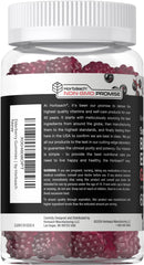 Close-up of Horbaach Sambucus elderberry gummies with vibrant color and berry flavor.