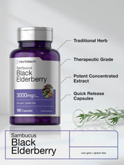 Horbäach Sambucus extract bottle with lab-tested branding.