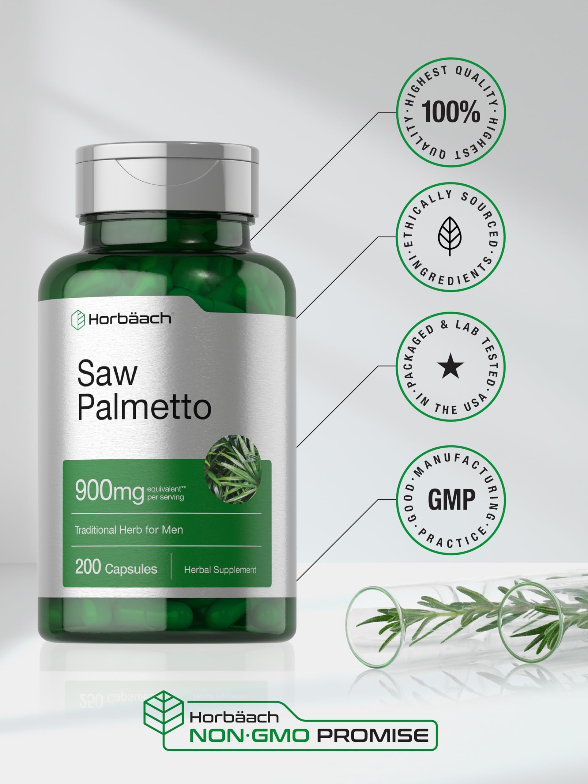 Horbäach Saw Palmetto Extract from berries origin highlighting natural source.