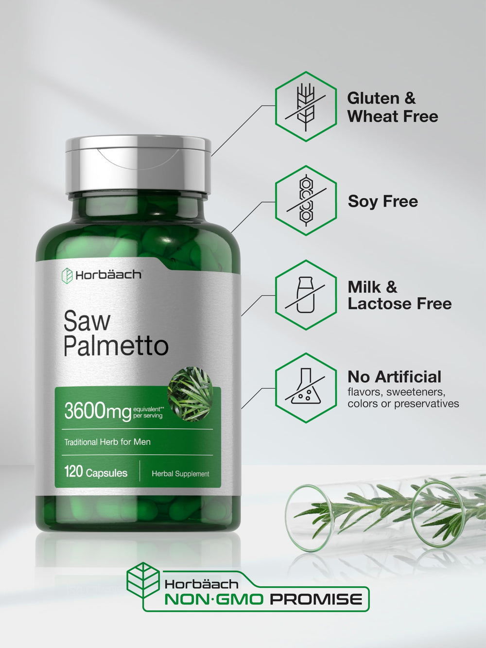 Horbäach Saw Palmetto plant sterols and fatty acids highlight natural nutrients