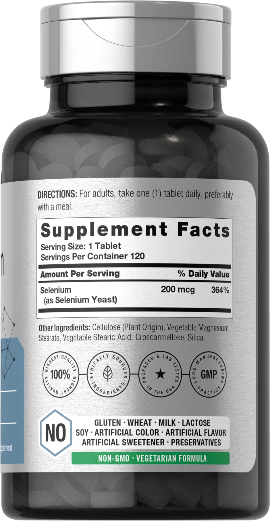 Horbäach selenium yeast-enriched formula shown in tablet form for vegetarians.