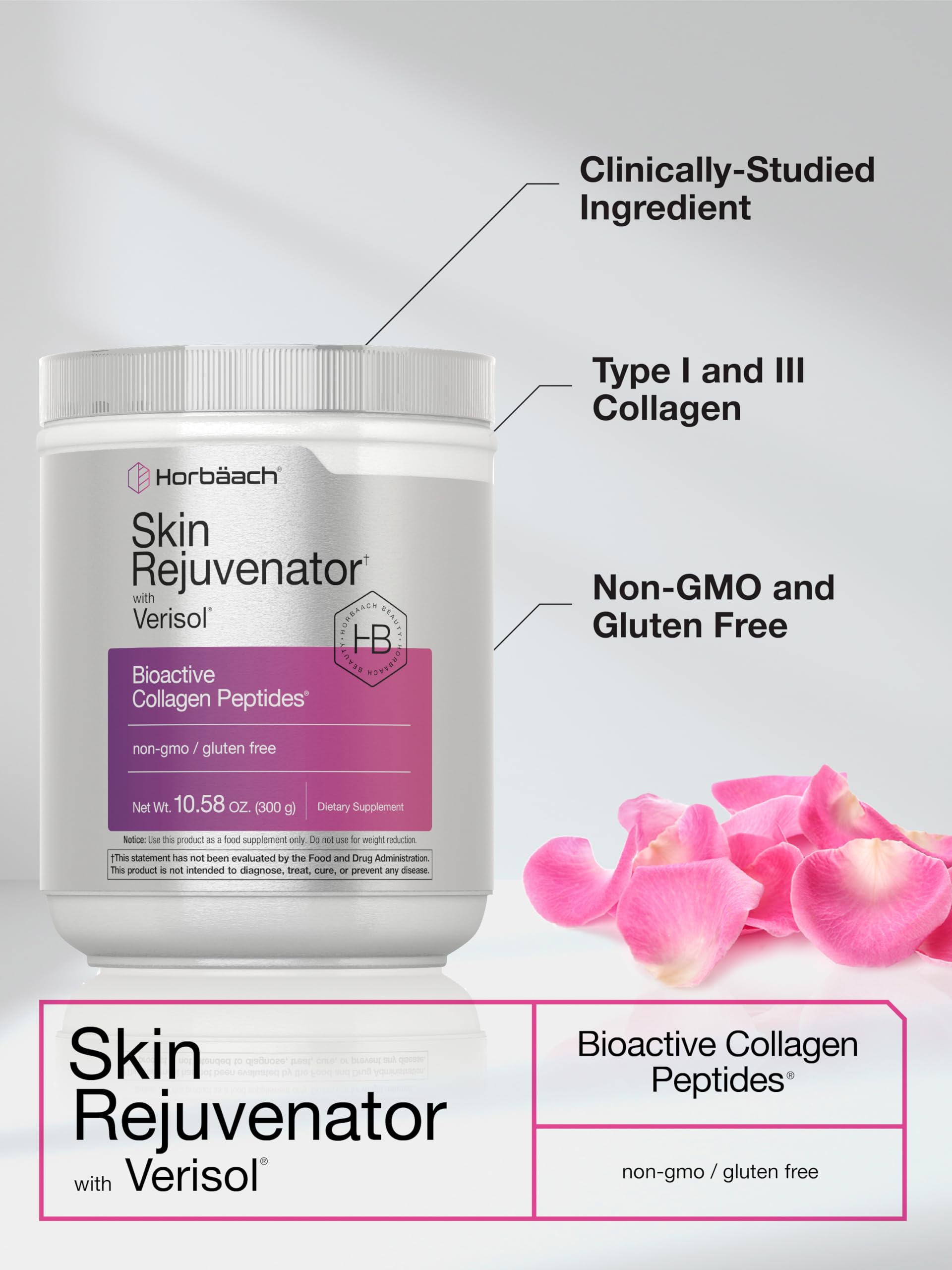 Horbaach Skin Rejuvenator bottle closed highlights purity and potency guarantee.