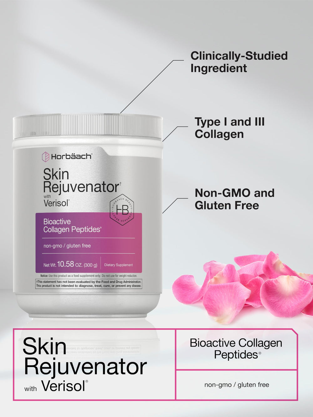 Horbaach Skin Rejuvenator bottle closed highlights purity and potency guarantee.