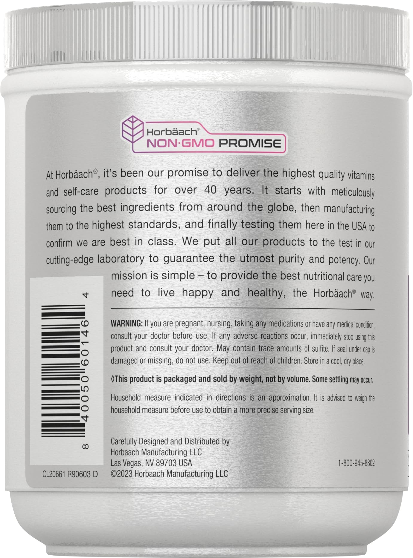 Horbaach Skin Rejuvenator powder with scoop emphasizes bioactive collagen types I and III.