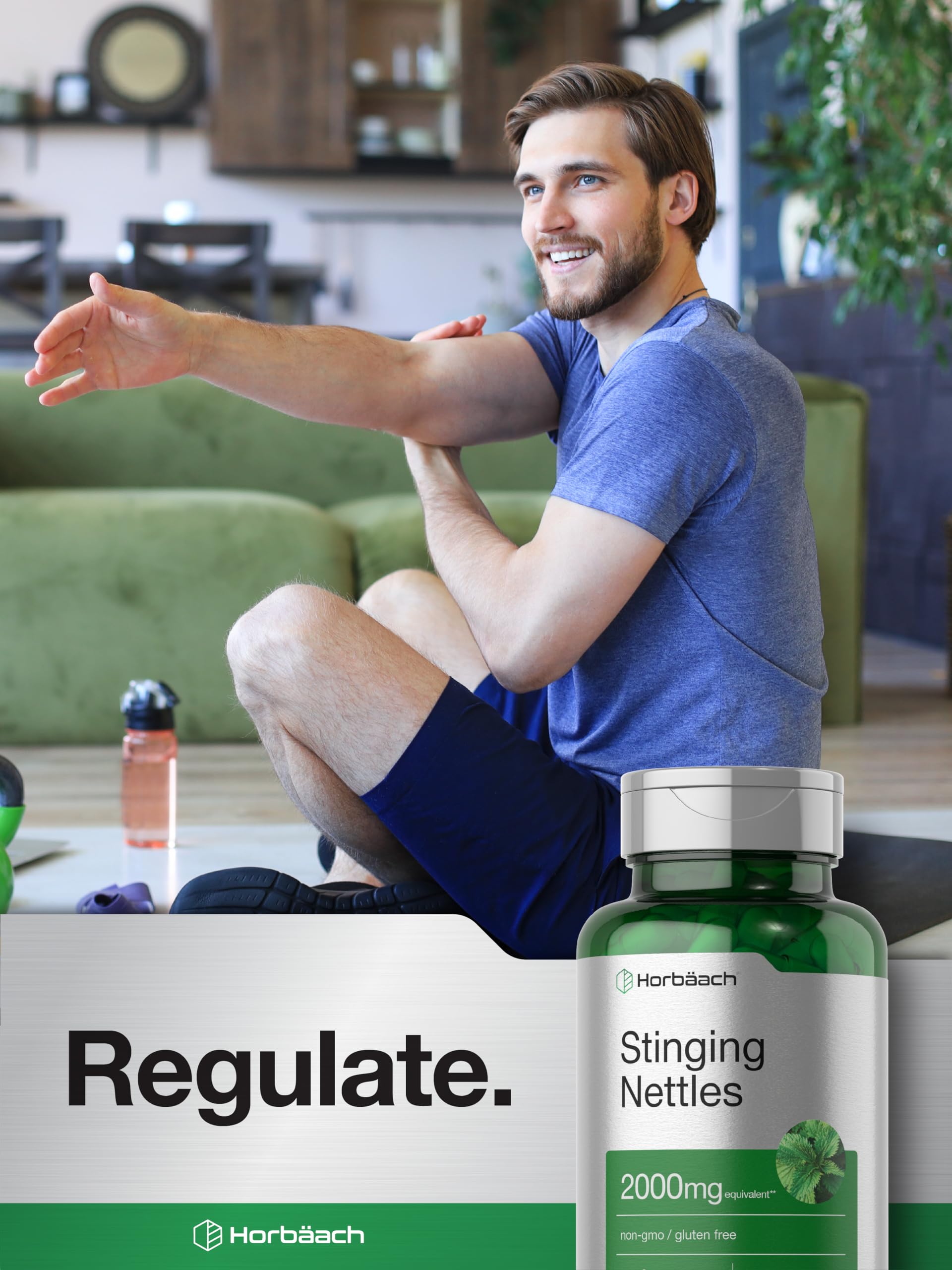 Horbäach Stinging Nettle Capsules with Non-GMO badge on front.