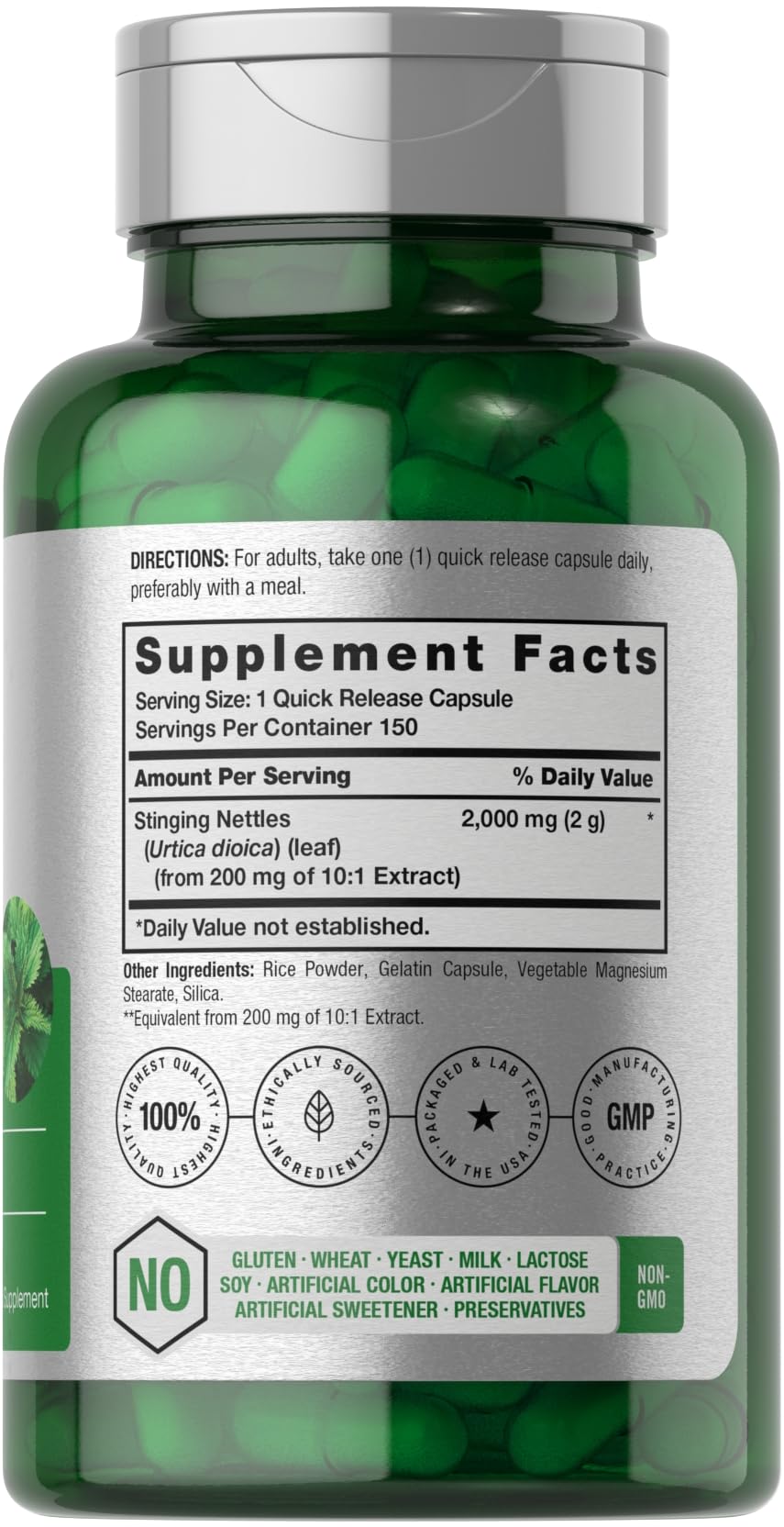 Horbäach Stinging Nettle Capsules pour demonstrates quick-release use.