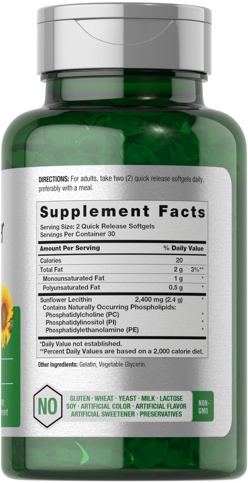 Close-up of Horbaach Sunflower Lecithin softgel pills ready for easy swallowing