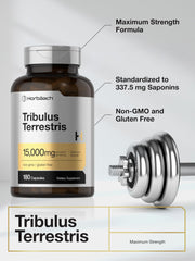 Horbäach Tribulus terrestris product packaging displayed on counter.