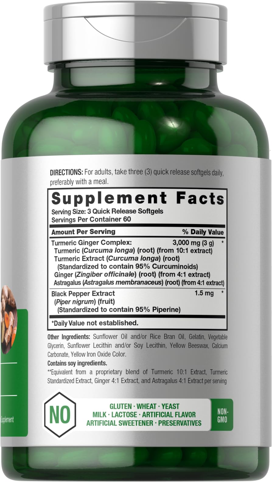 Horbäach turmeric-ginger softgels pour close-up highlights quick-release capsules.