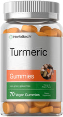 Horbäach Turmeric Gummies bottle front with mango and peach flavor for daily wellness
