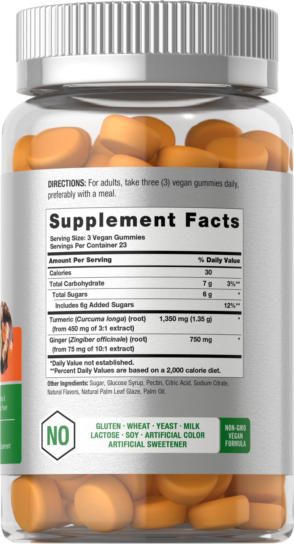 Close-up of Horbäach Turmeric Gummies showing chewy texture and mango peach taste