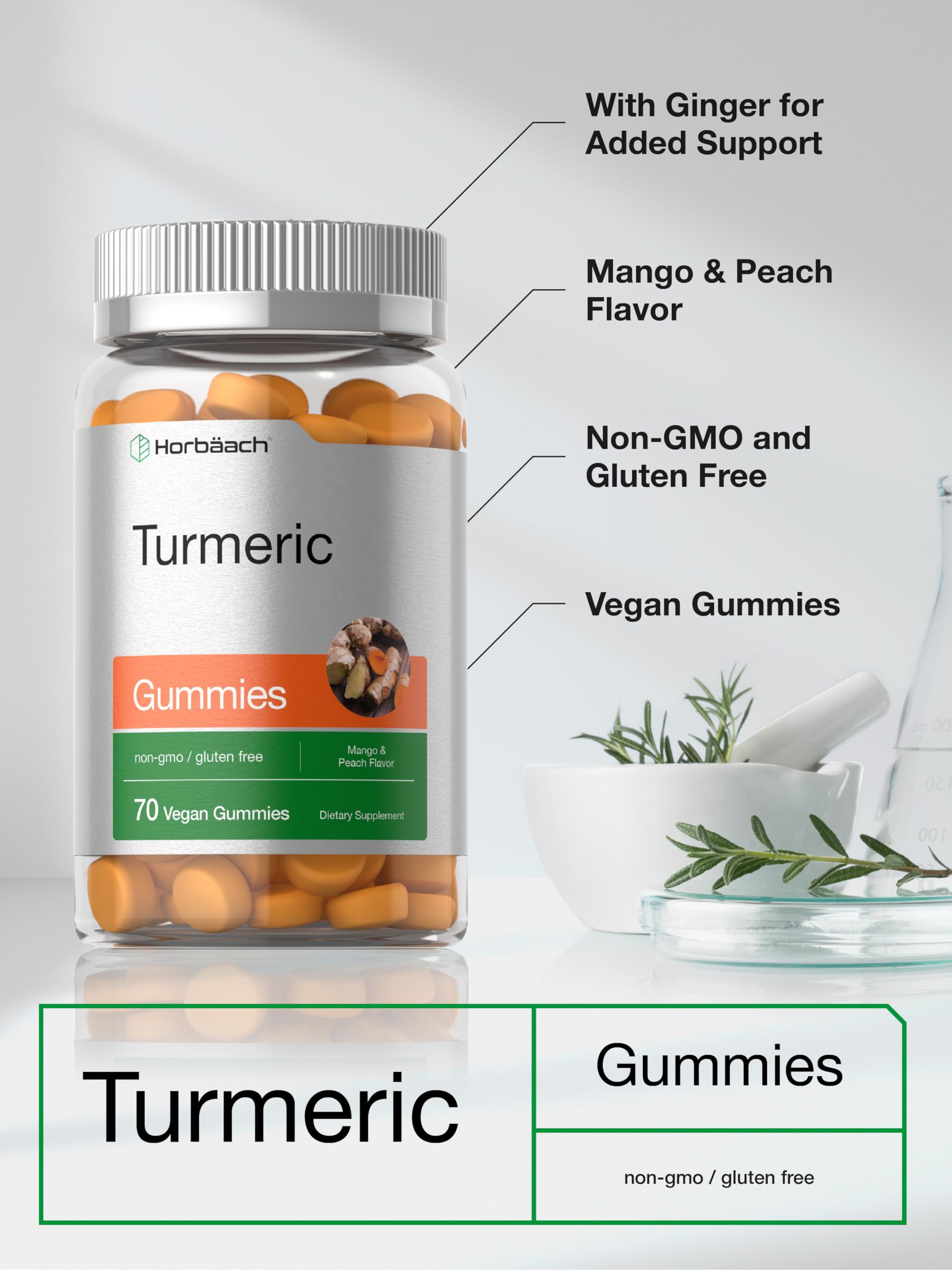 Horbäach Turmeric Gummies poured on a surface showing chewy consistency