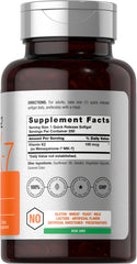 Horbäach Vitamin K2 MK7 capsules closeup highlighting 100 mcg potency
