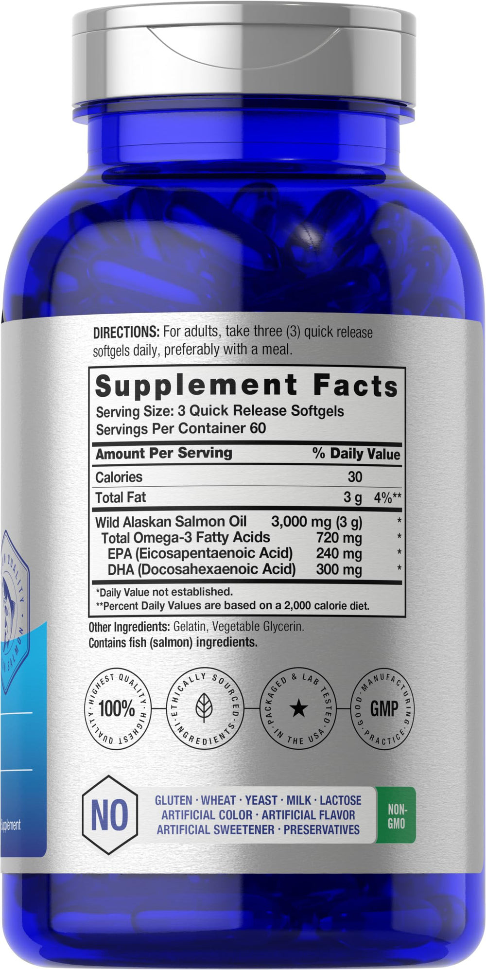 Horbäach salmon oil softgels closeup, easy to swallow and convenient for daily routine