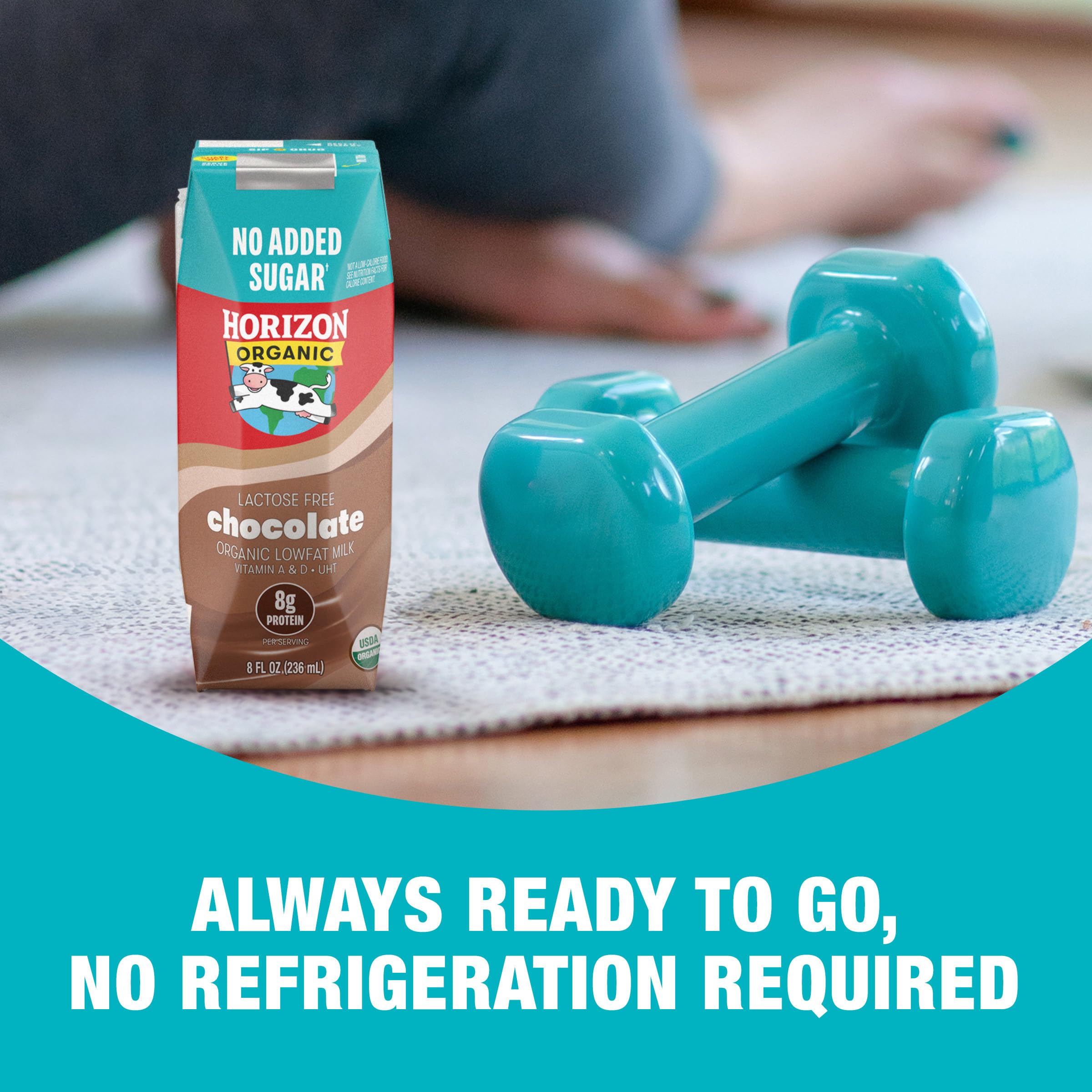 Horizon Organic chocolate milk box multipack tray on store shelf