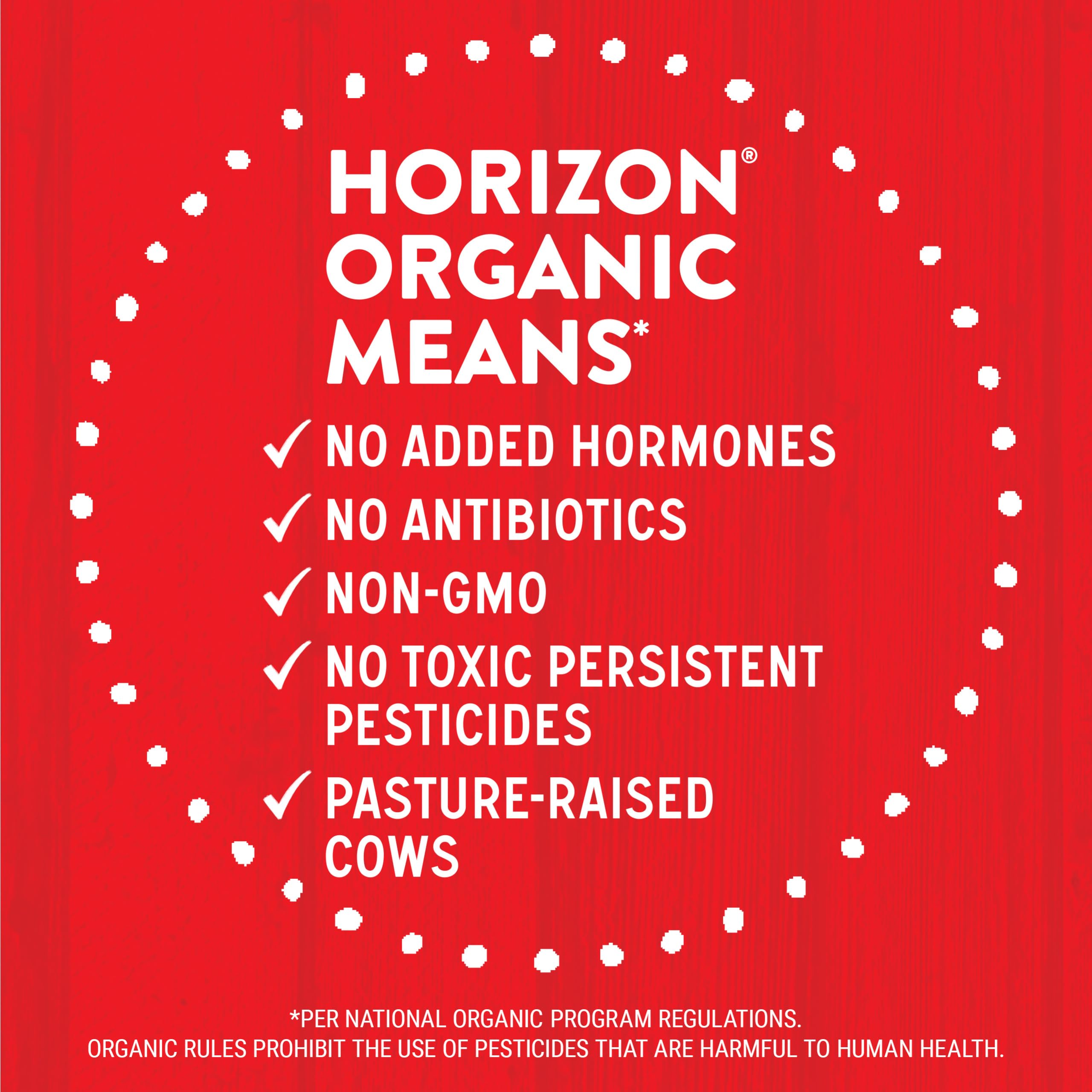 Horizon Organic nutrition label highlighting calcium and vitamins.
