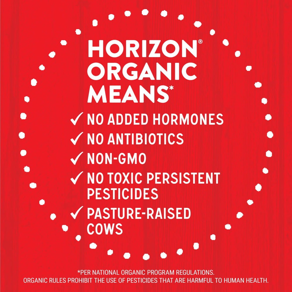 Horizon Organic nutrition label highlighting calcium and vitamins.