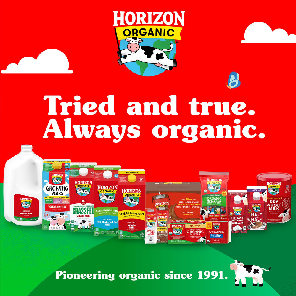 Horizon Organic vanilla milk box, antibiotic-free formulation