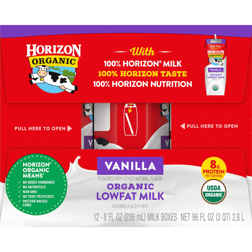 Horizon Organic no refrigeration needed packaging for convenient use.
