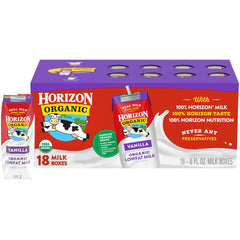 Horizon Organic vanilla milk box on-the-go, lunchbox ready