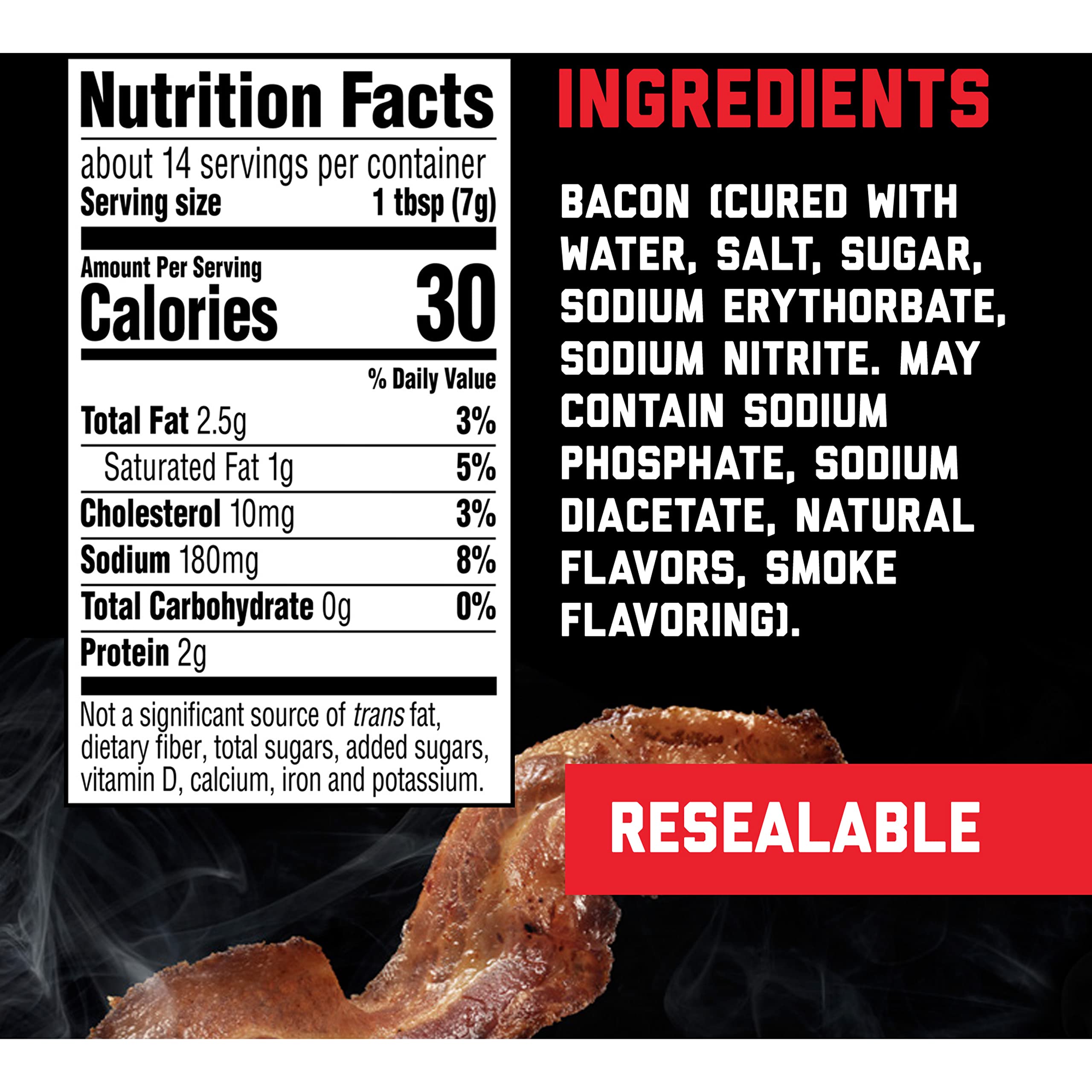 Hormel Black Label bacon crumbles ready to sprinkle on salads and soups.