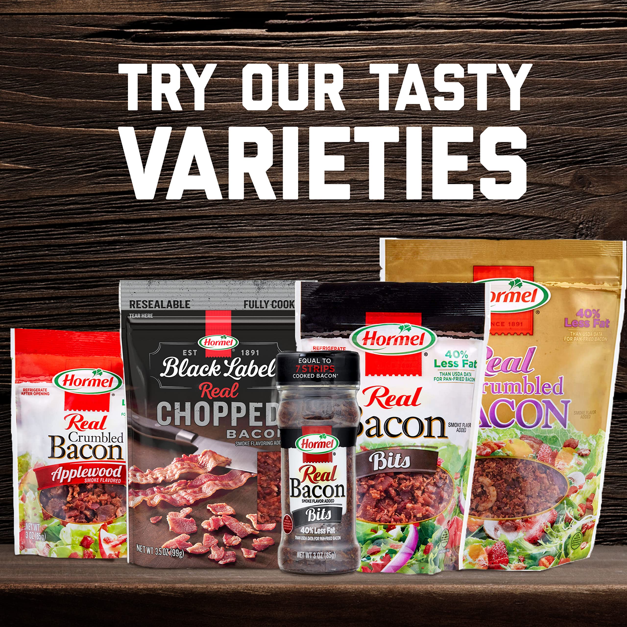 Hormel Black Label chopped bacon adds savory crunch to casseroles.
