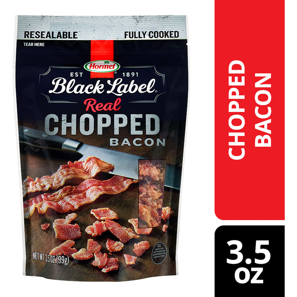 Hormel Black Label resealable bacon pouch keeps freshness handy.