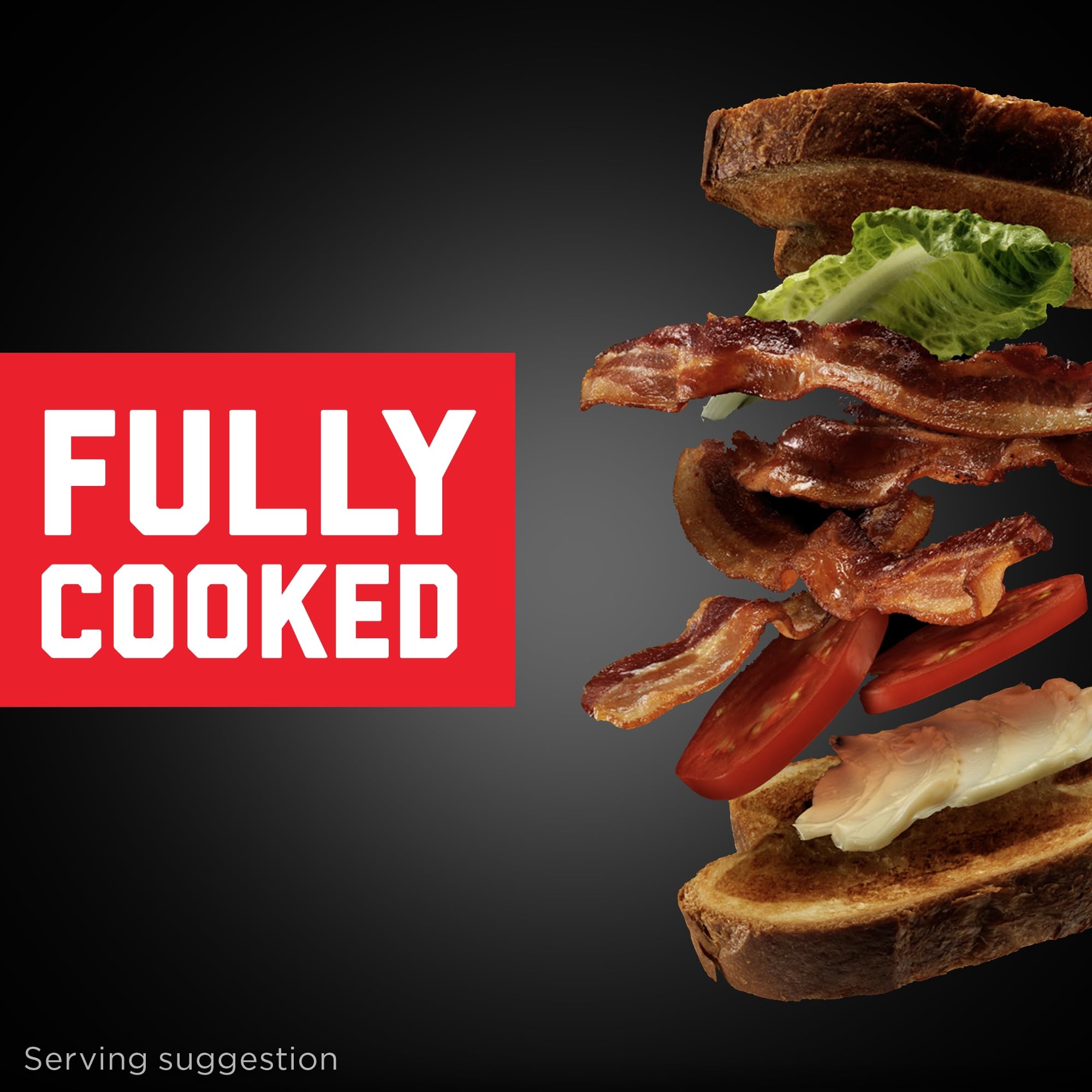 Fully cooked bacon straight from the package, no thawing required.