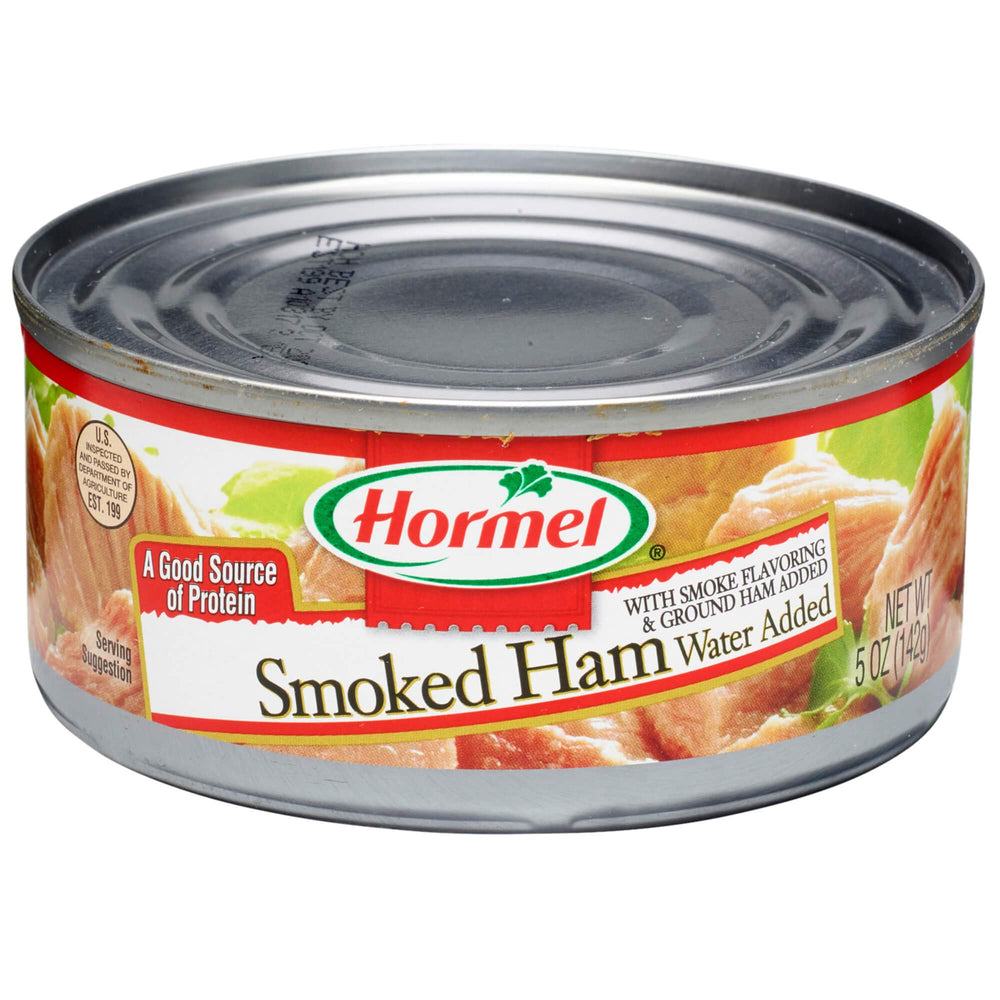 HORMEL canned ham cans provide ready-to-use protein for quick meals.