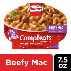 HORMEL COMPLEATS Beefy Mac Cheese beef chunks visible in sauce