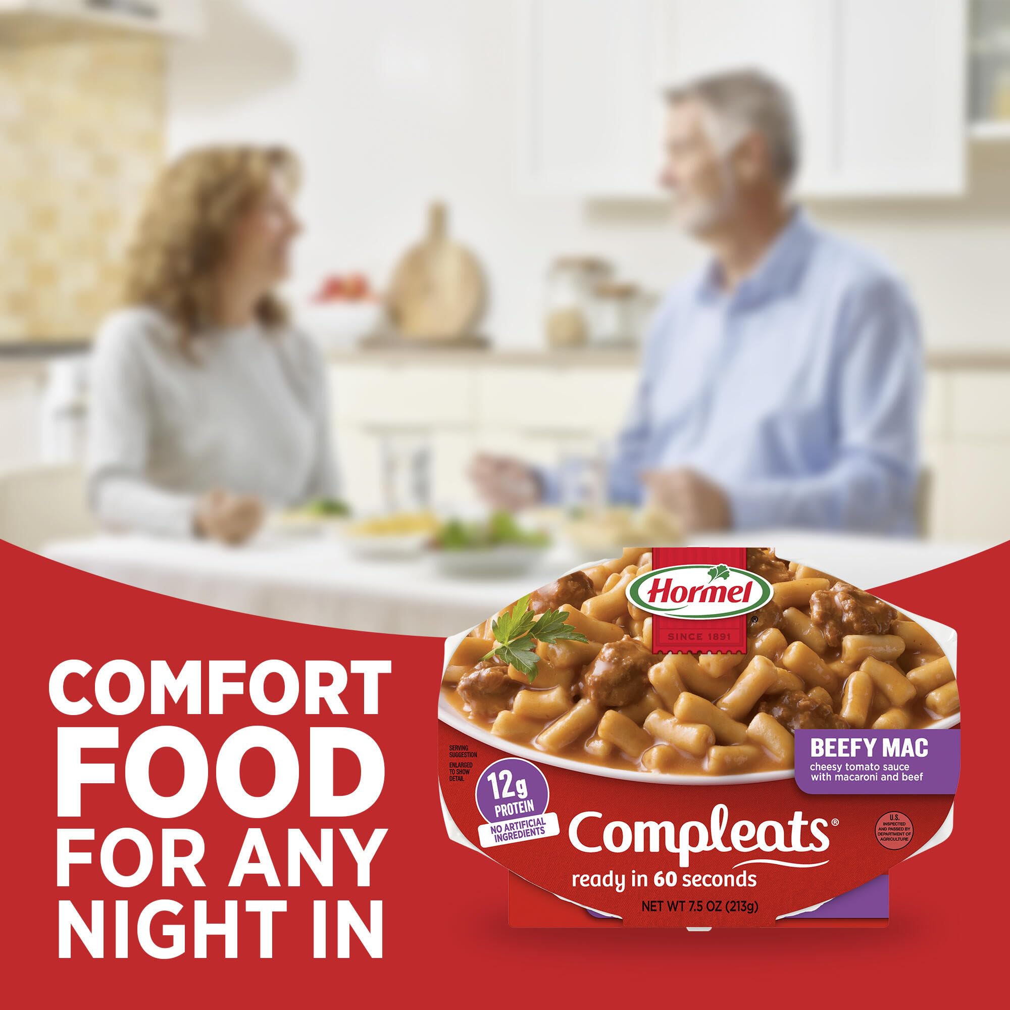 HORMEL COMPLEATS Beefy Mac Cheese shelf-stable tray for pantry meals