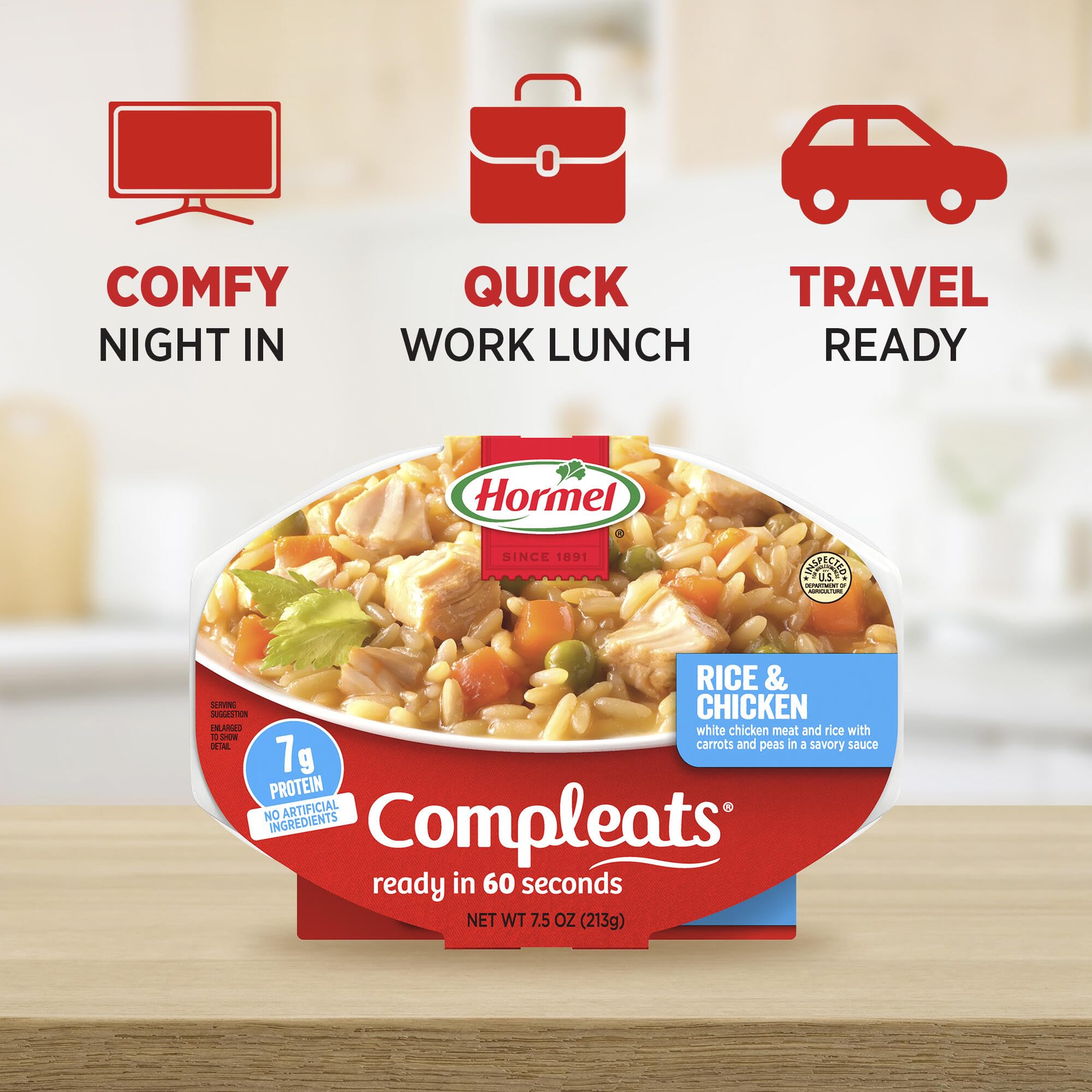 Serving suggestion: HORMEL COMPLEATS chicken and rice with veggies
