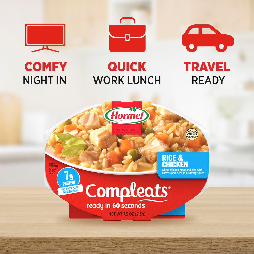 Serving suggestion: HORMEL COMPLEATS chicken and rice with veggies