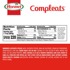 Hormel Compleats serving view with creamy mashed potatoes; easy reheating for busy days.